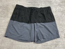 George Swim Trunks Mens 3XL Black Gray Above the Knee Drawstring NEW