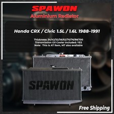 Spawon Aluminum 2row Cooling Radiator For Honda Crx Civic 1.5l 1.6l 1988-1991