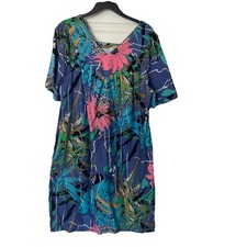 Vintage Women  s Misses 12-14 Med Sears Floral Mumu House Dress Tropical Print