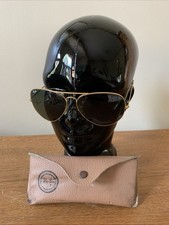 Vtg 1960s 70s B L Ray Ban Sunglasses Mens Aviator Frames Gold Tone Pilot 62 14