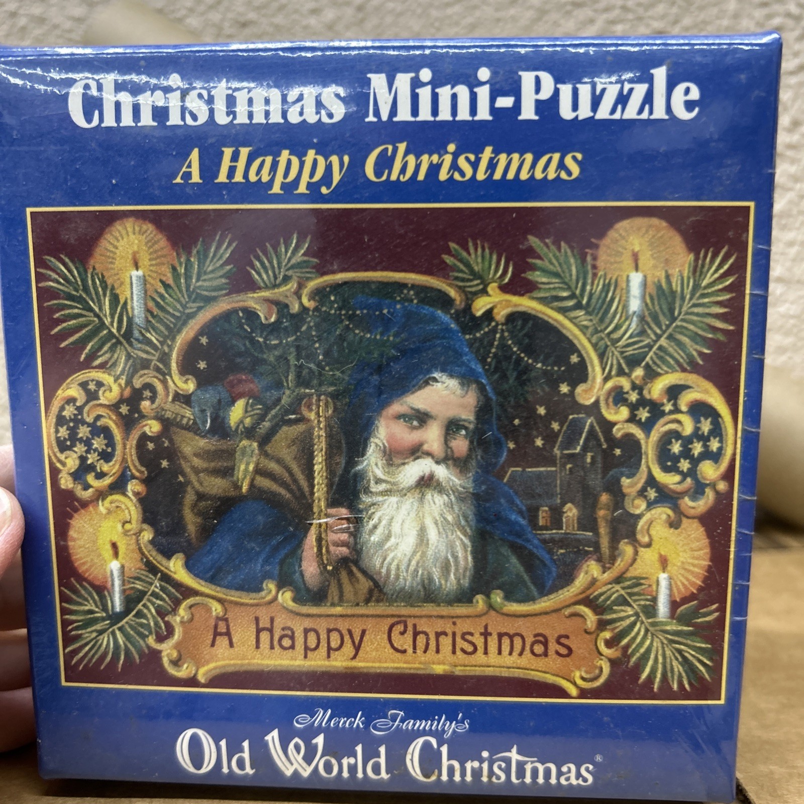 Vintage 1999 Merck Family's Old World Christmas 100 pc Puzzle Happy Christmas