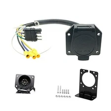  4 Flat to 7 Way RV Trailer Light Plug Wire Harness Converter Adapter for Car 