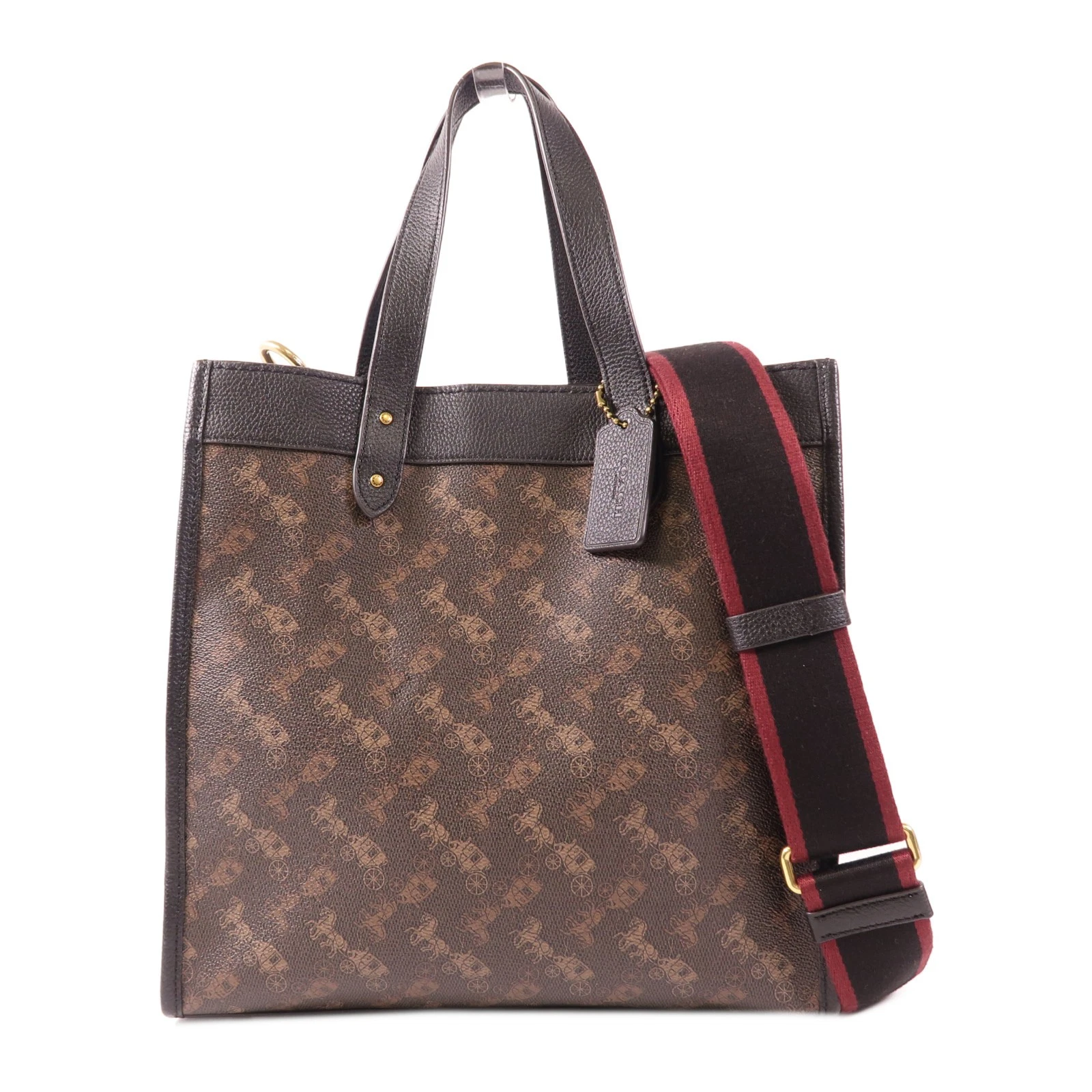 Borsa a tracolla Coach 2 vie borsa a mano H2039 89143 rivestita in tela pelle marrone nero