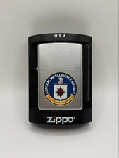 Zippo Cia Logo Metal Lighter with Original Case Used