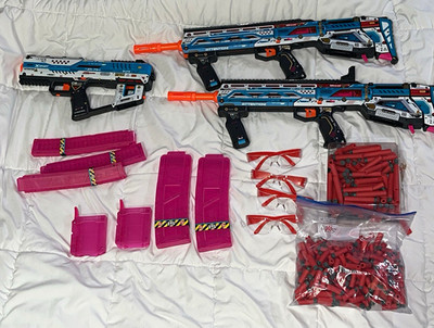X-Shot Excel ZK-753 Dart Blasters Lot w/ Magazines, Foam Darts & Goggles