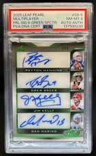 2025 Leaf Pearl Peyton Manning Brees Marino Tarkenton Green Auto #/8 PSA Auth