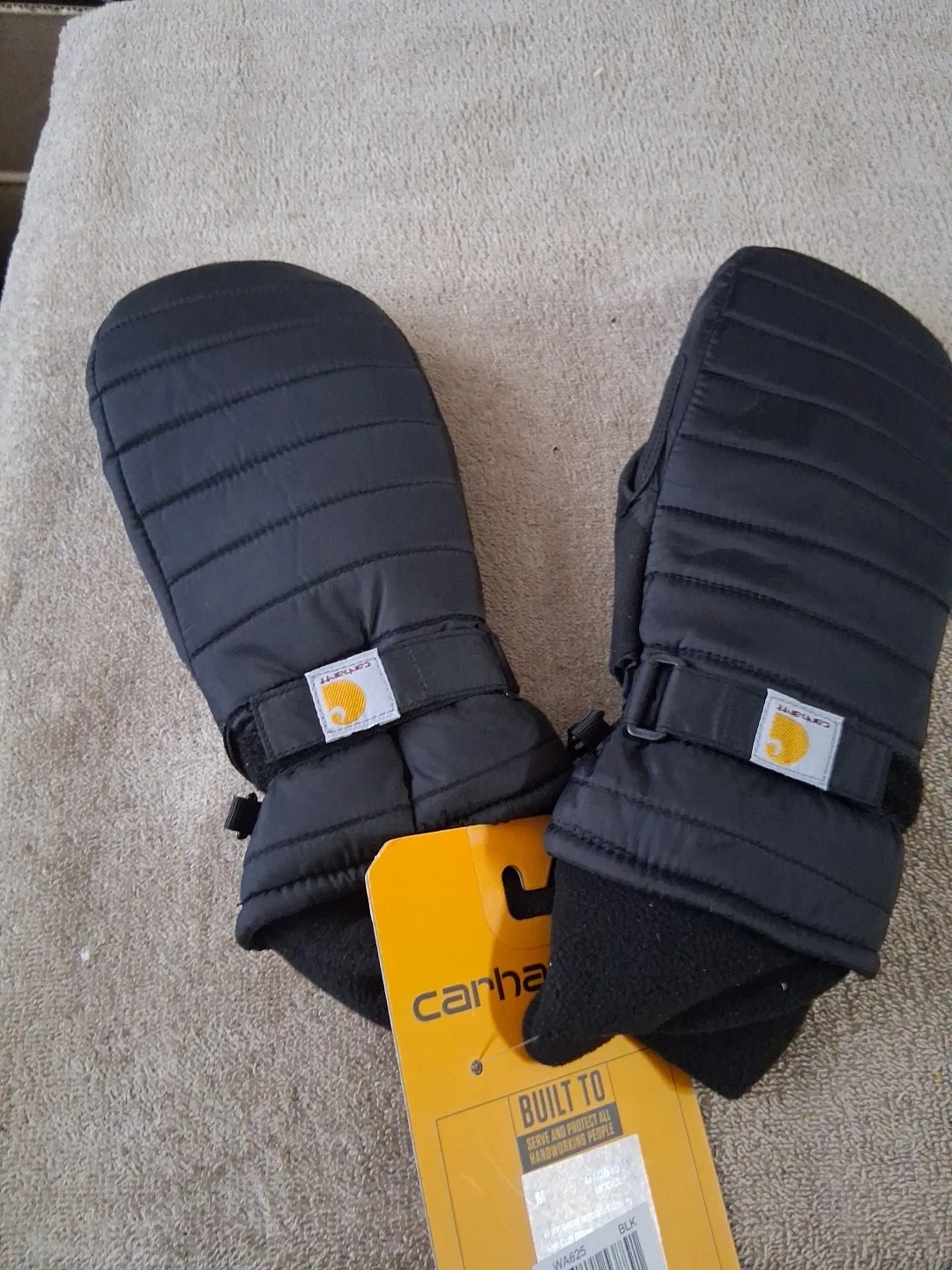 Carhartt WA625 Women's Insulated Quilted Knit Cuff Mittens Black size Medium