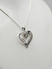 SUN Sterling Silver Diamond Heart Pendant Necklace 18" — photo 2
