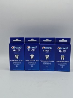 Crest Braces Care Threader Floss - 30 Single Use Packets Each- 4 Pack -Rare 