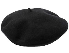 JOYHY Men's Unisex Adults Solid Color Wool Artist French Beret Hat Black