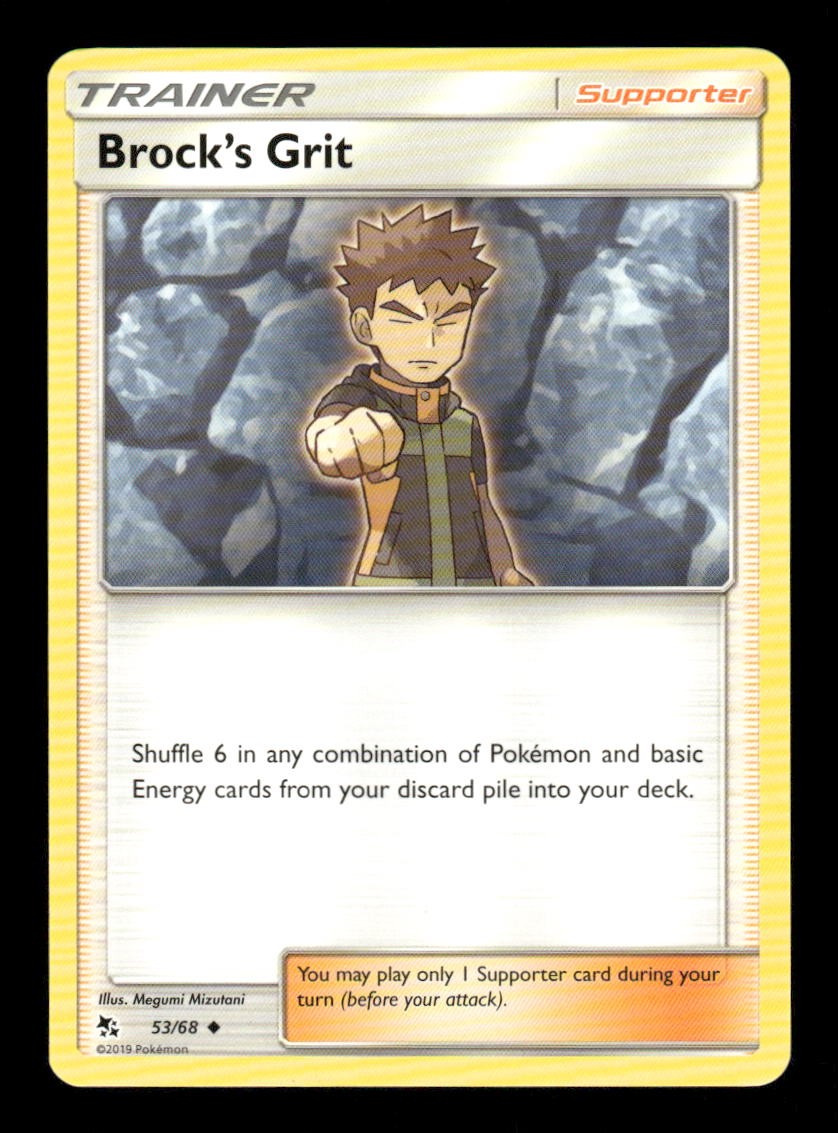BROCK'S GRIT 53/68 UNCOMMON HIDDEN FATES POKEMON NM