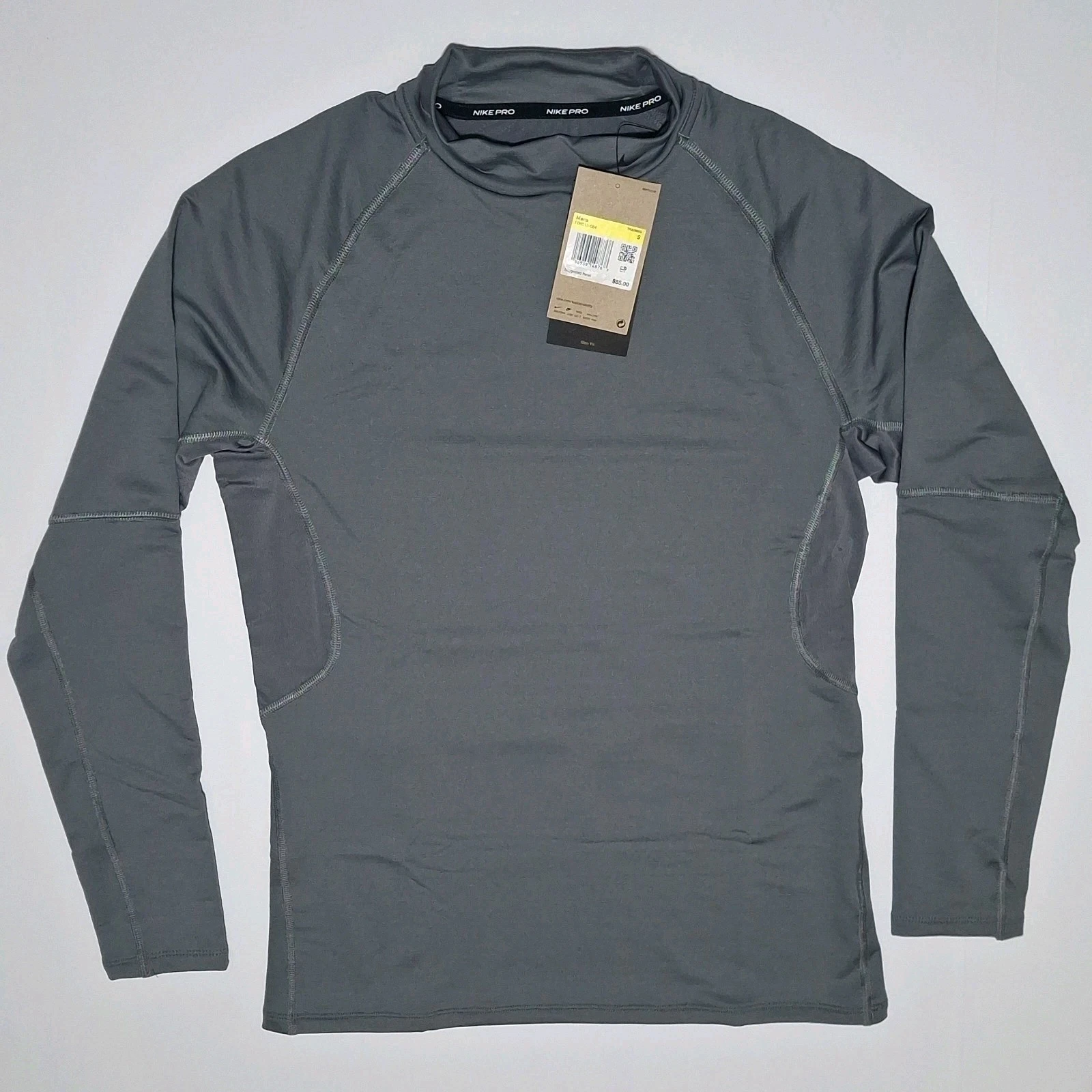 Nike Pro Shirt Men's Small Slim Dri-FIT Mock Neck Training, Smoke Grey