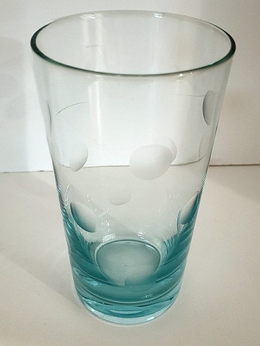 MARQUIS BY WATERFORD HIGHBALL AQUA POLKA DOT GLASS 6 3/8" - Picture 1 of 5