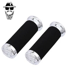 Original Lowrider 7/8" Foam Grips 130mm – Black/Chrome Comfort Grips w/Eagle Cap