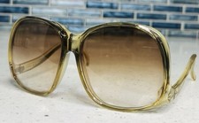Rare Vintage Foster Grant Sunglasses Oversized Clear Frames Brown Gradient Lens