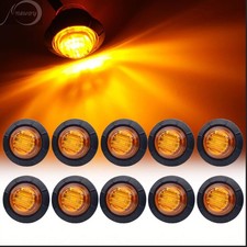 Amber Round LED Marker Lights 3/4'' Front Rear Side Clear 10Pc LED Marker