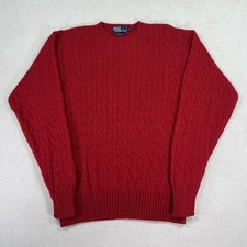 Vintage 90s Polo Ralph Lauren Fisherman Sweater Mens XL Red Wool Knit Crewneck