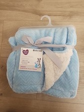 Walmart Parent's Choice Plush Blue Chevron Sherpa Velour Baby Blanket 30x40 NEW