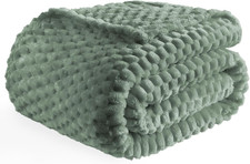 Sage Green Flannel Throw Blanket 50X40 Inches , 300 GSM Fleece Cozy Warm Soft L