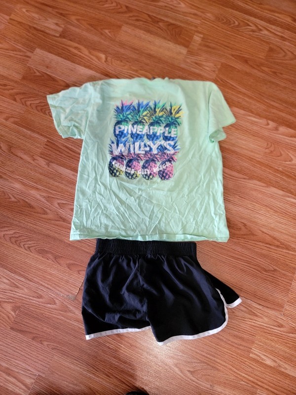 Set Of Girls Champion Shorts And Gildan Pineapple Shirt Size Medium