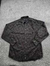 Vintage Club Room Shirt Mens XL Blue Paisley Garland Button Up Long Sleeve 90s