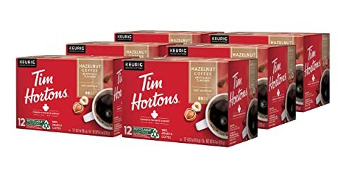 Tim Hortons Hazelnut Flavored Medium Roast Coffee Single-Serve K-Cup Pods Com...