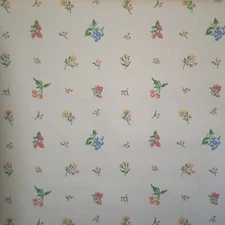 Vintage Pink, Yellow & Blue Flowers & Fruit on Off White by Sandpiper  CB-512-02