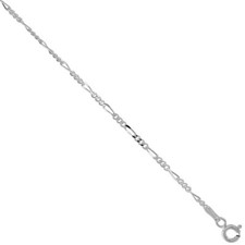925 Sterling Silver Beveled Edges Figaro Chain Anklet 2.3mm, Fits 9.5" to 10"