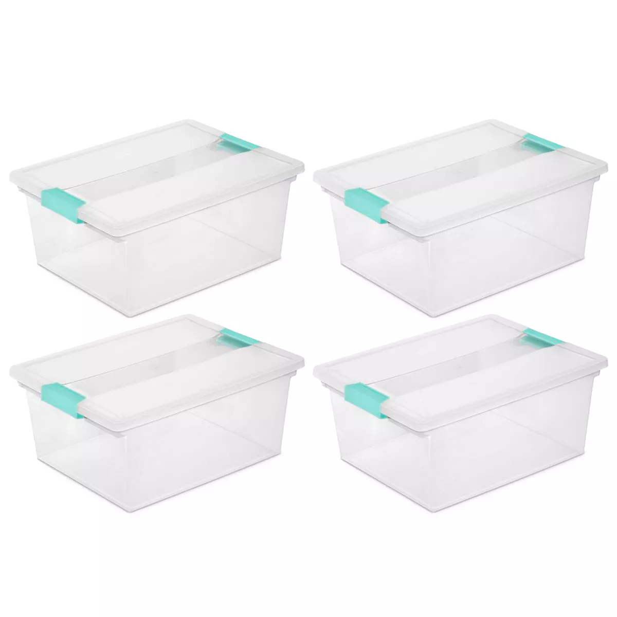 Sterilite Deep Plastic Stackable Storage Bin w/ Clear Latch Lid, Clear (4  Pack) | eBay