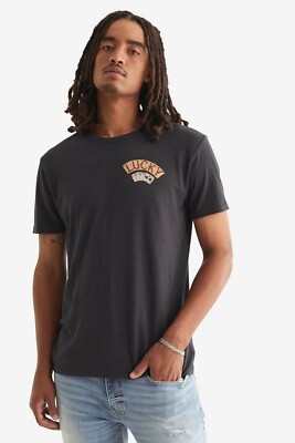 LUCKY BRAND Men's Aces Over Eights 100% Cotton Tee Jet Black Size