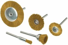 5pc Brass Wheel Brush Set 1/8" Shaft Power Drills & Rotary Tools Non-Scratch