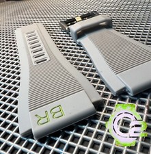 24mm Bell  Ross BR01 BR03 LT. GRAY GREY rubber strap GREEN letters Steel Buckle