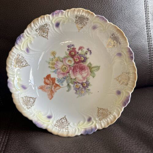 Antique Germany Serving/Fruit Bowl Hand Painted - Beautiful!!  8.5” - Picture 1 of 9