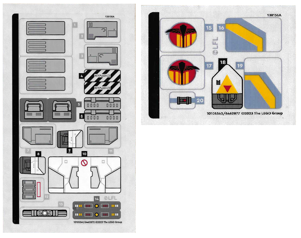 LEGO STICKER SHEET 1+2 ONLY 75357 GHOST & PHANTOM II from set New