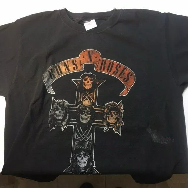 Guns N Roses Vintage T shirt USED Appetite Skulls Cross 90s Band