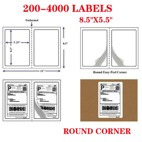 Premium Round Corner Shipping Labels 8.5