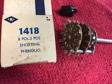 1418 8POL 2 POS SHORTING PHENOLIC CENTRALAB SWITCH NOS