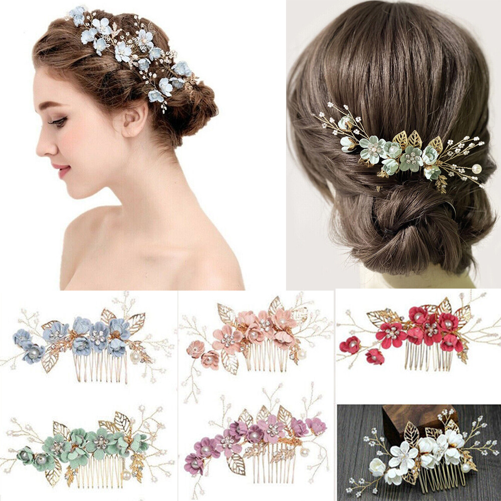 Bridesmaid Hair Jewelry Bridal Clips Leaves Tiara Flower Hair Pin