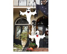 NEW 2 PACK 47" Halloween Ghost Hanging Poseable Outdoor Decor for Front Yard