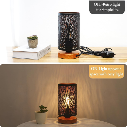Black Industrial Table Lamp Stepless Dimmable,Small Bedside Lamps for Night Stan - Picture 5 of 12