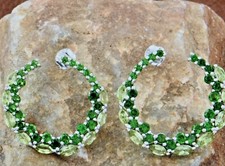 6.35 CTW  Peridot And Natural Russian Diopside Earrings In Platinum Over Silver