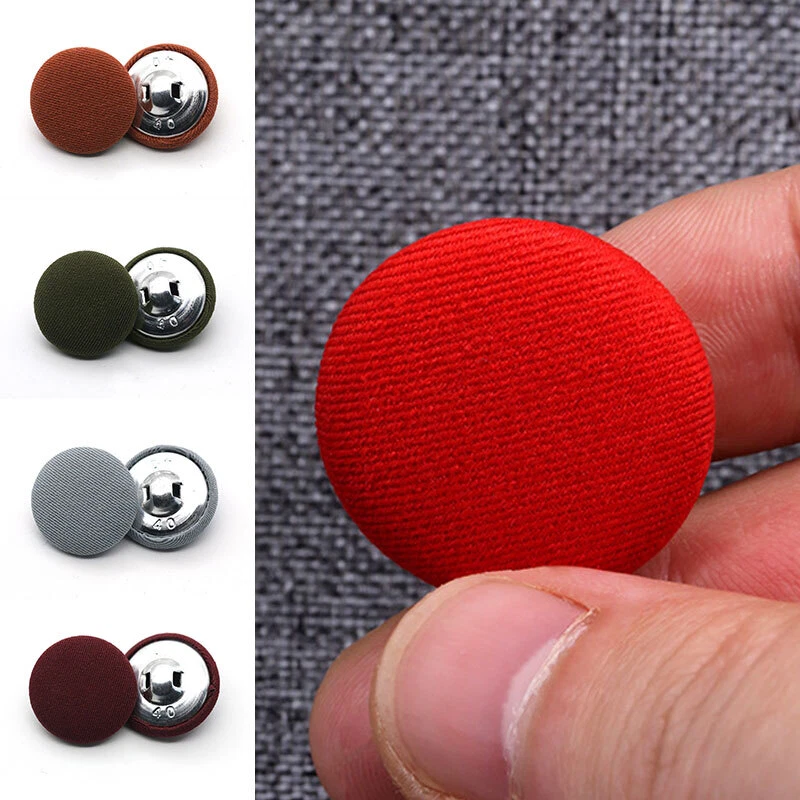 10pcs Fabric Cloth Covered Button Round Metal Sewing Buttons DIY Crafts Supplies - Image 4 of 4