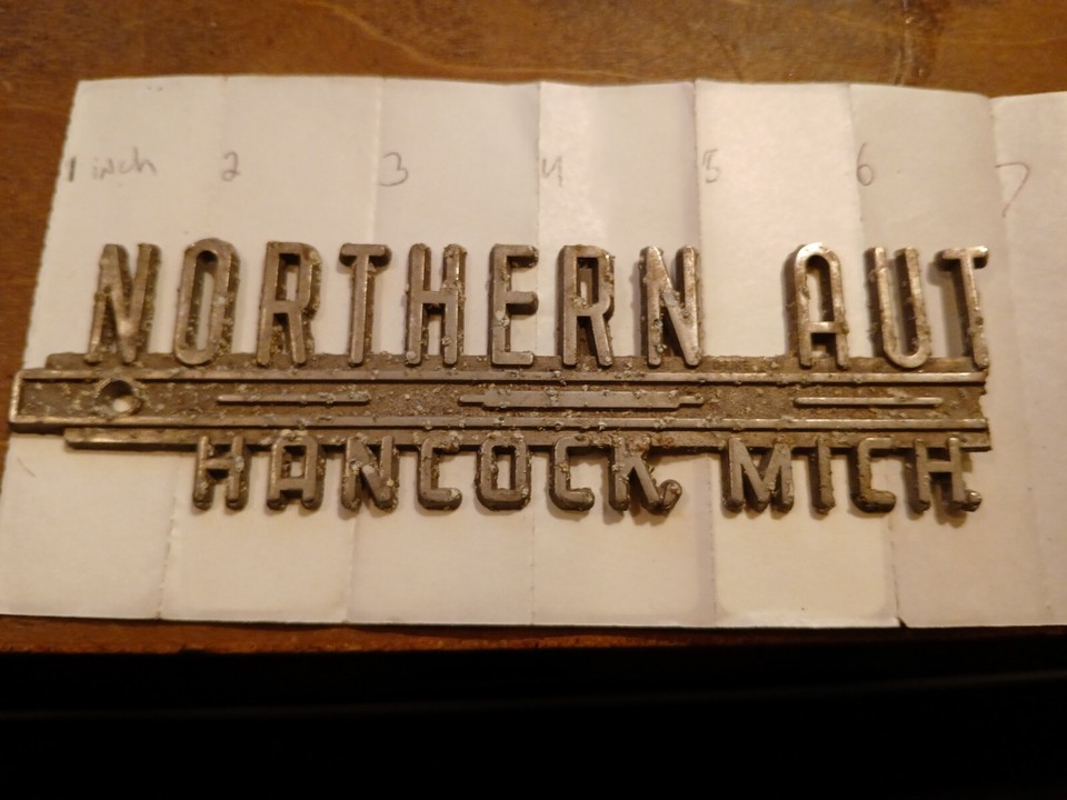 Vintage Metal Northern Auto Hancock Michigan. Automobile dealer emblem