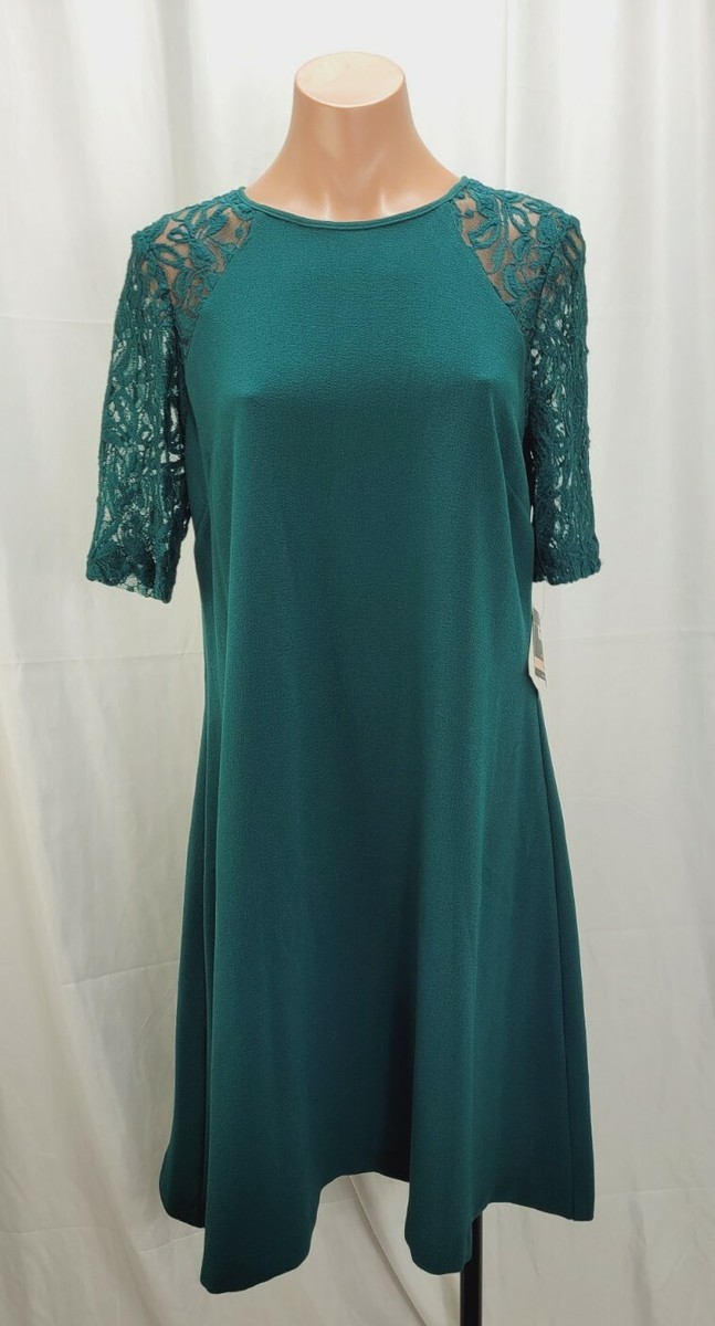 Gabby Skye Women's Green Lace Short Sleeve Keyhole Back Shift Dress Size 10  NWT
