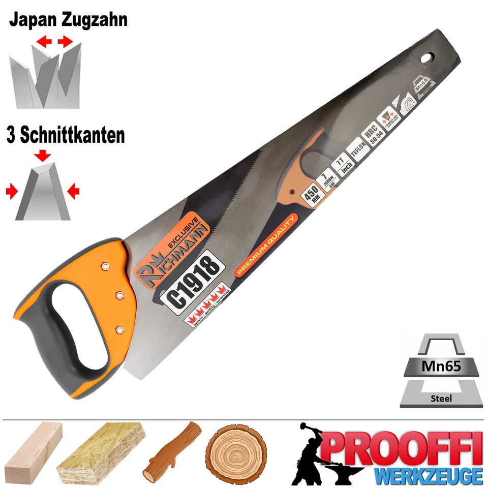 Profi Handsäge Baumsäge Fuchsschwanz Garten Holz Säge Japan Zugzahn TEFLON C1918 - Bild 2 von 3