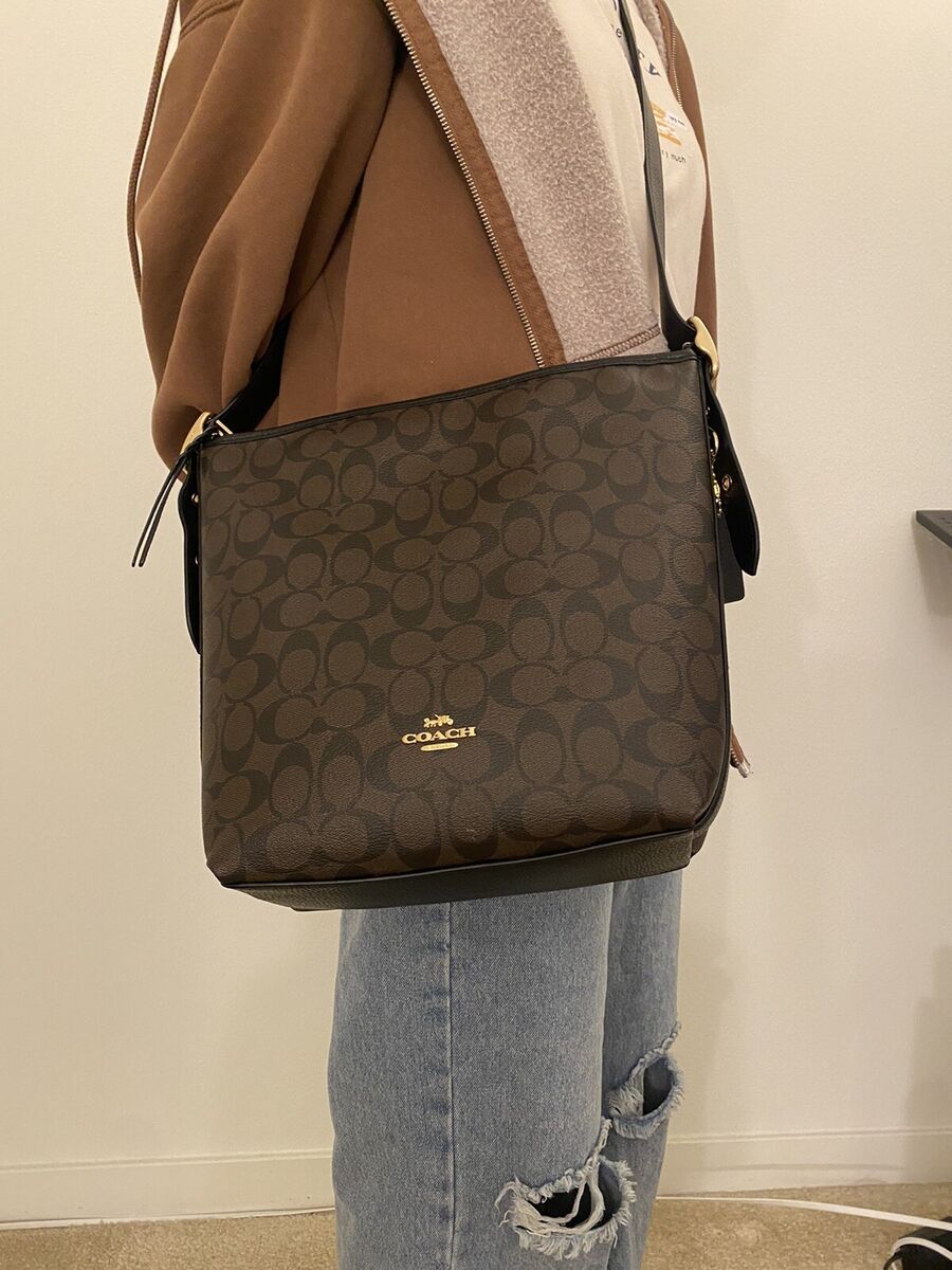 NWT COACH C2819 Val Signature Coated Canvas Brown Black NWT COACH C2819 Val Signature Coated Canvas Brown Black