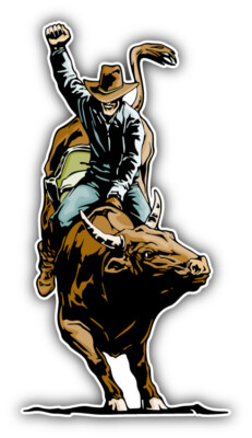 Rodeo Cowboy Riding Car Bumper Sticker Decal