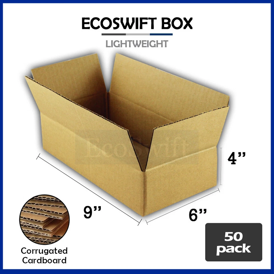 50 cajas de envío de mudanza de embalaje de cartón EcoSwift 9x6x4 cajas corrugadas