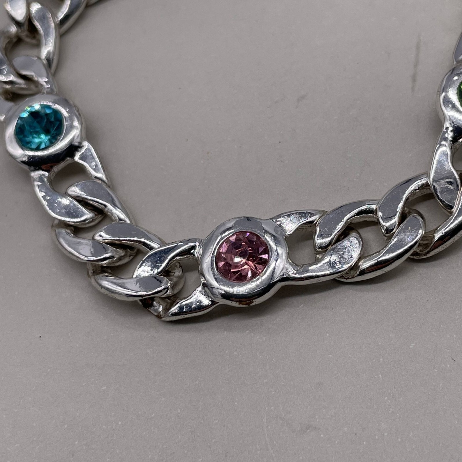 Multicolor Rhinestone Link Chain Bangle Bracelet … - image 4