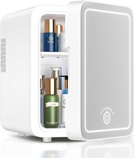 Skincare Fridge With Dimmable LED Light Mirror, 4L Makeup Mini Fridge